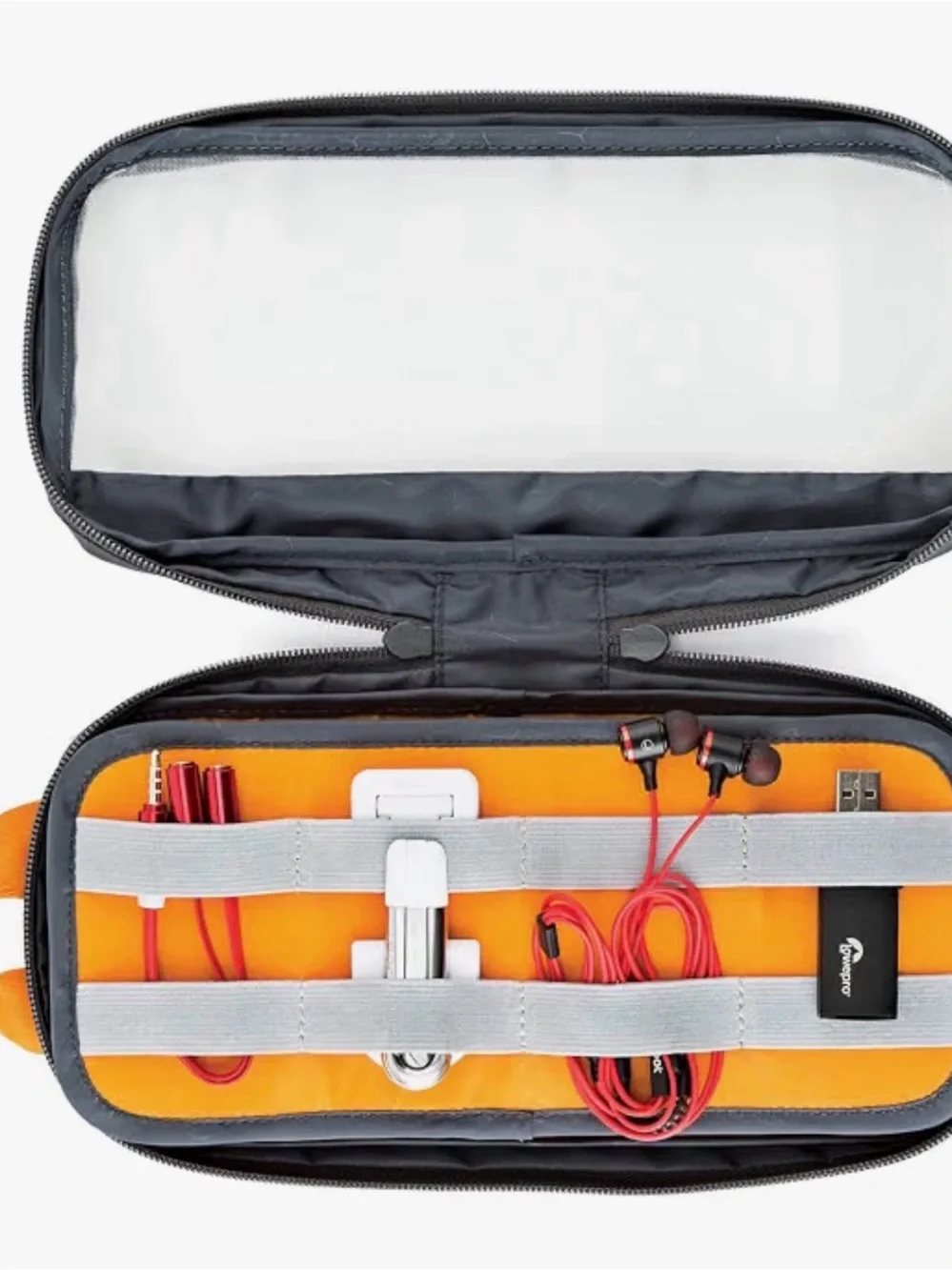 Lowepro Gearup Medium Pouch Gray Camera Gear Pouch with Orange Interior